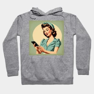 Nostalgia Vintage Mobile Connect Pin Up Girl Art Hoodie